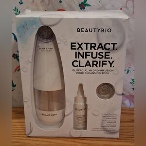 NIB Beautybio GloFacial Hydro-Infusion Face Skin Pore Suction Tool & Serum Kit
